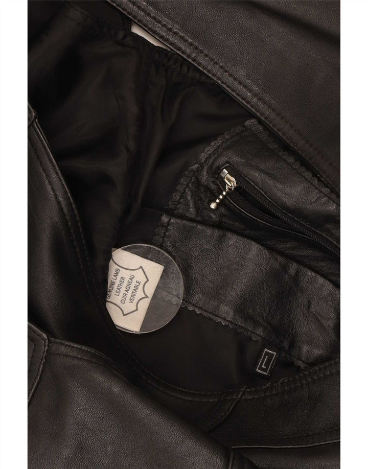 Vintage Mens Leather Waistcoat Large Black Leather