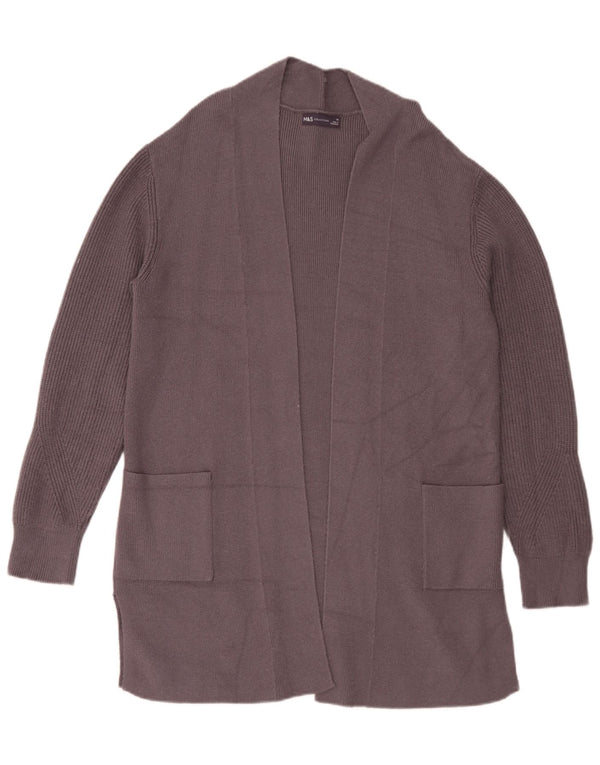 Marks & Spencer Womens Longline Open Cardigan Sweater UK 14 Large Grey