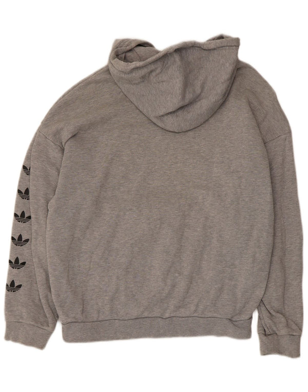 Adidas Pull à capuche surdimensionné graphique pour femme UK 6 XS Gris Coton