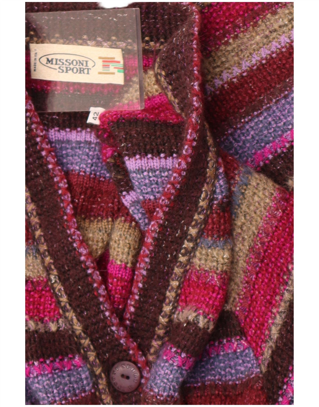 Missoni Sport Womens Cardigan Sweater IT 42 Medium Multicoloured Striped
