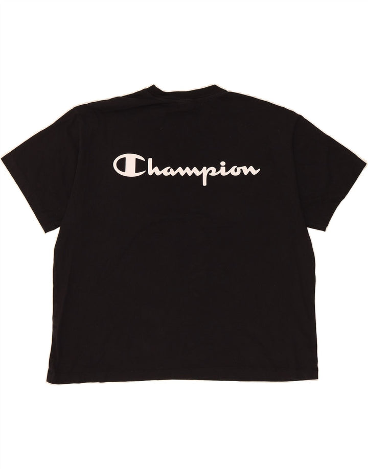 CHAMPION Womens Oversized Graphic T-Shirt Top UK 14 Medium Black Vintage Champion and Second-Hand Champion from Messina Hembry 