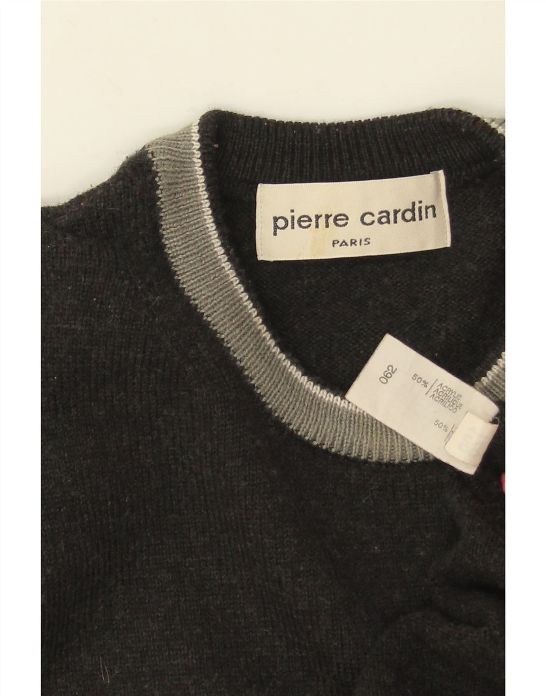 PIERRE CARDIN Mens Crew Neck Jumper Sweater Medium Grey Colourblock