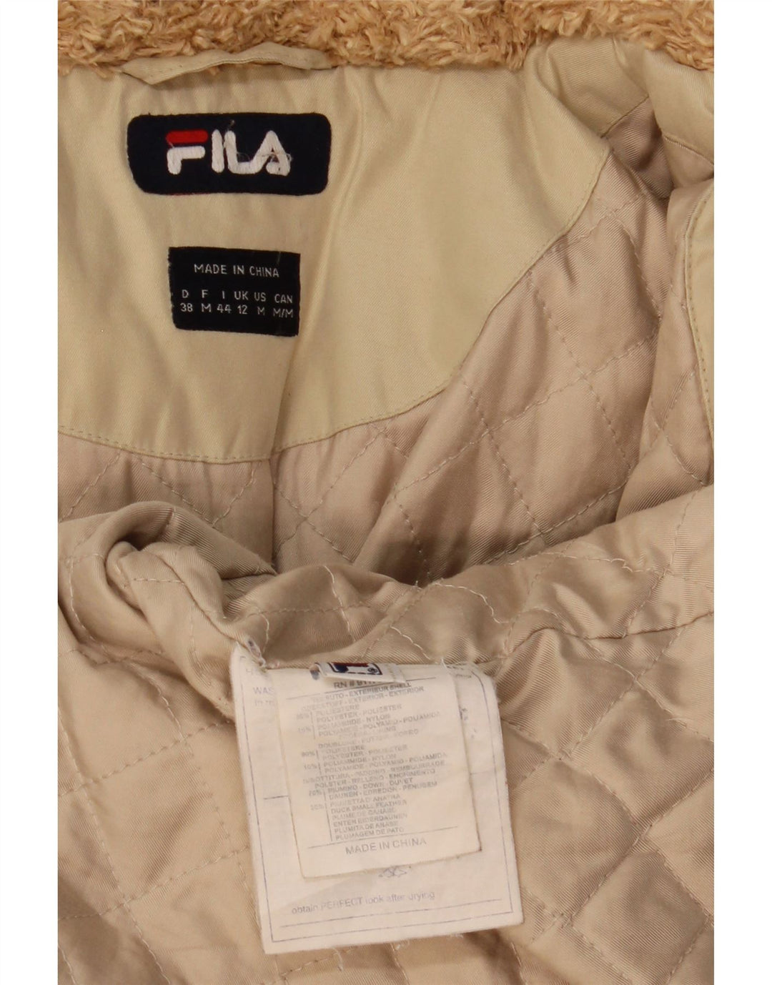 Fila Womens Hooded Windbreaker Jacket UK 12 Medium  Beige Polyester