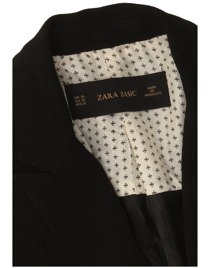 Zara Womens 1 Button Blazer Jacket UK 6 XS Black