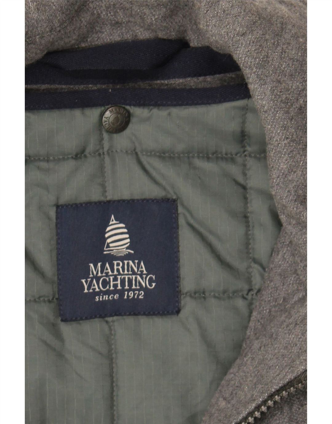 MARINA YACHTING Mens Overcoat IT 50 Large Grey Wool Vintage Marina Yachting and Second-Hand Marina Yachting from Messina Hembry 