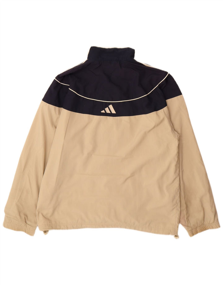 Adidas Mens Tracksuit Top Jacket Large Beige Colourblock Polyester