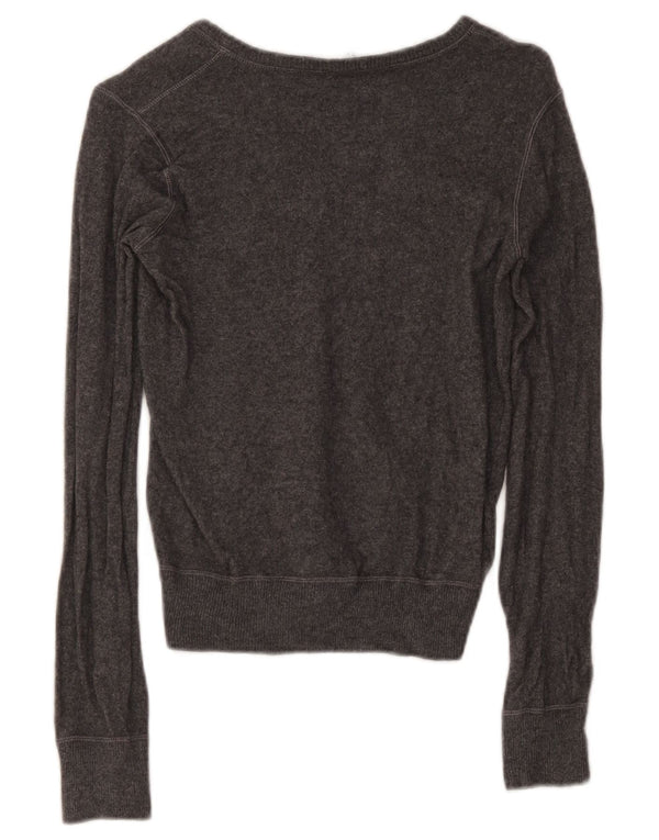Armani Jeans Damen Crop V-Ausschnitt Pullover Pullover UK 12 Mittelgraue Viskose