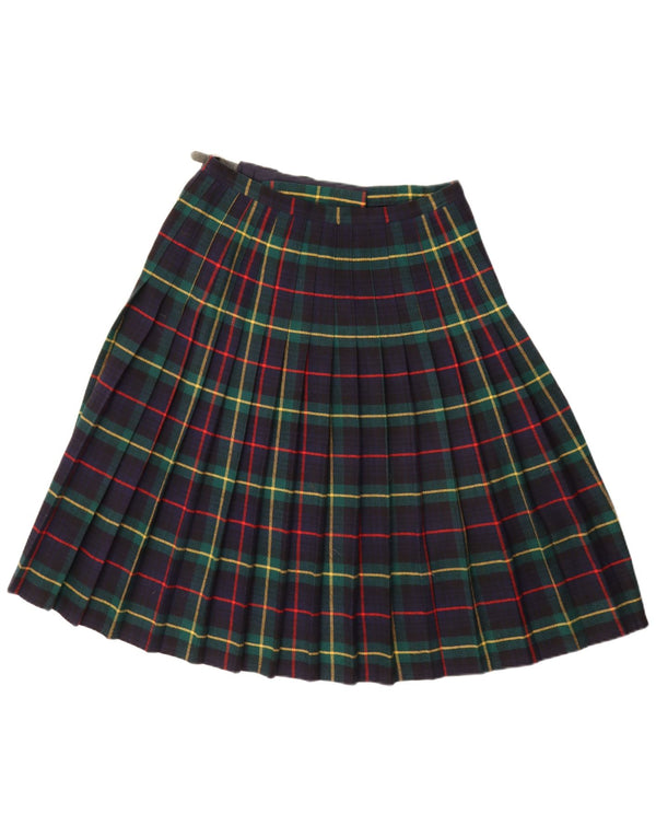 Vintage Γυναικεία Kilted Wrap Φούστα IT 46 Large W32 Navy Blue καρό ακρυλικό