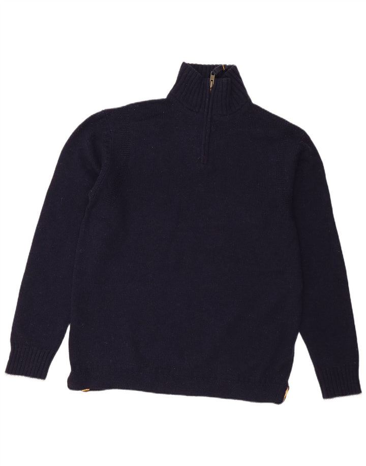 Boden Mens Zip Neck Jumper Sweater Large Navy Blue Lambswool
