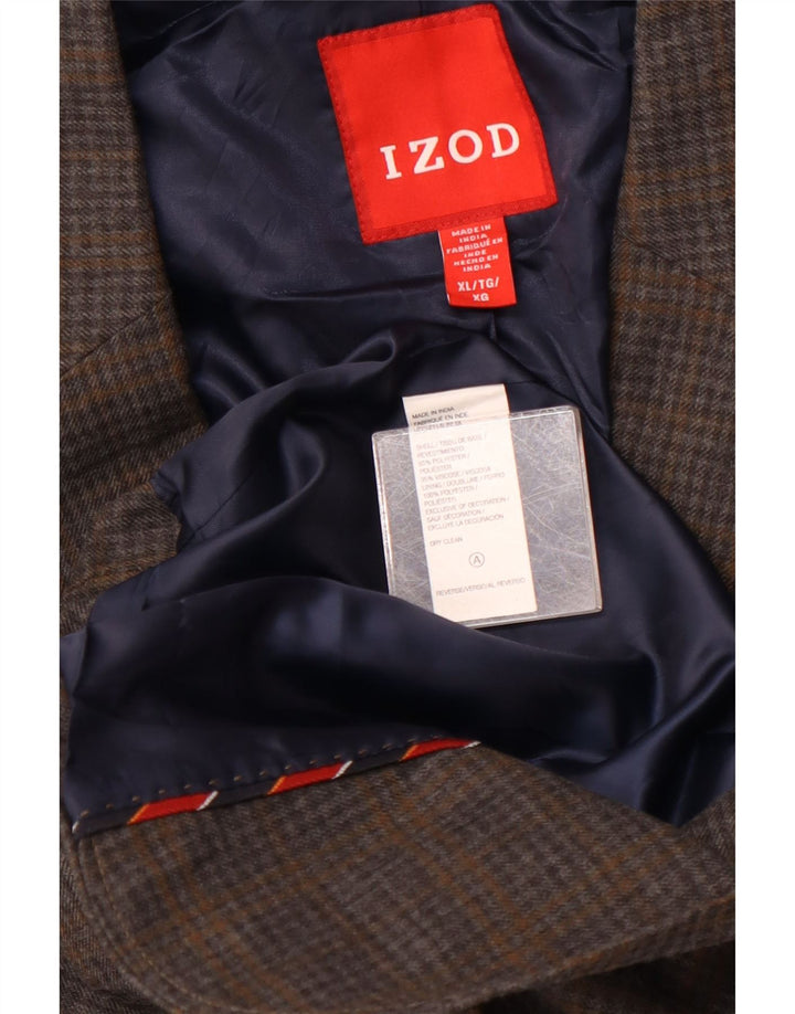 IZOD Mens 2 Button Blazer Jacket UK 42 XL Grey Check Polyester