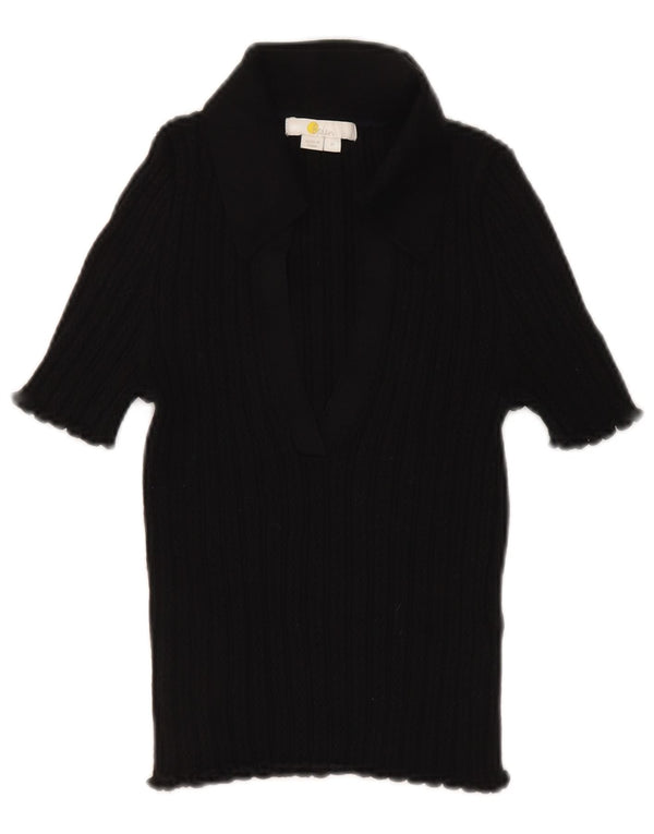 Boden Womens Polo Shirt UK 12 Medium Black Cotton