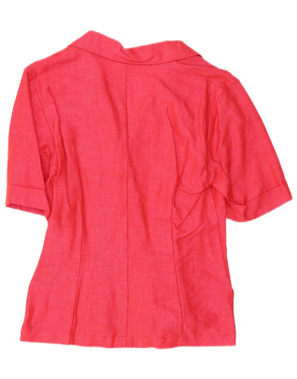 Vintage Womens Short Sleeve Double Breasted Cardigan Top UK 10 Small Pink