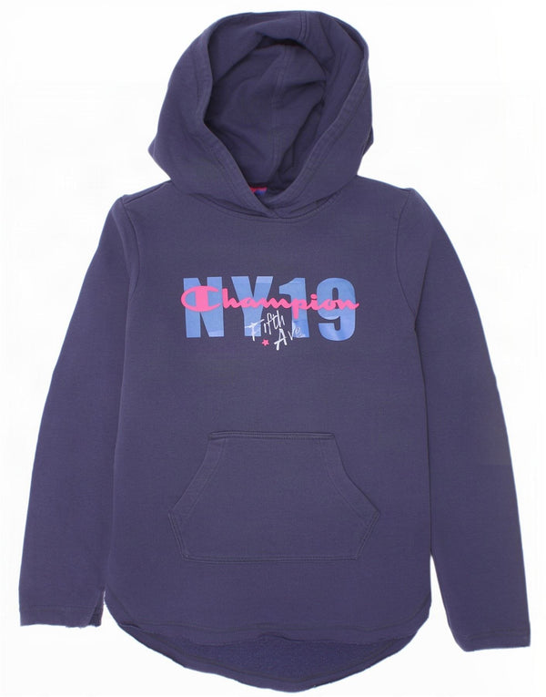 Champion Kapuzenpullover mit Grafik für Mädchen, 11–12 Jahre, Größe L, Marineblau, Baumwolle