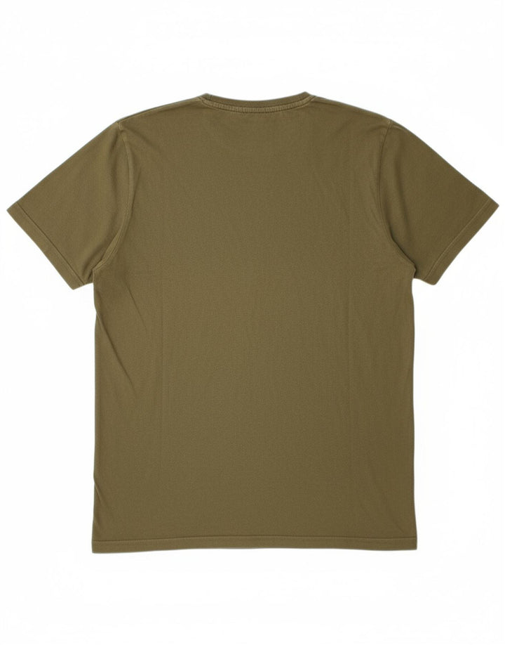 ELLESSE Mens Graphic T-Shirt Top Medium Khaki Cotton