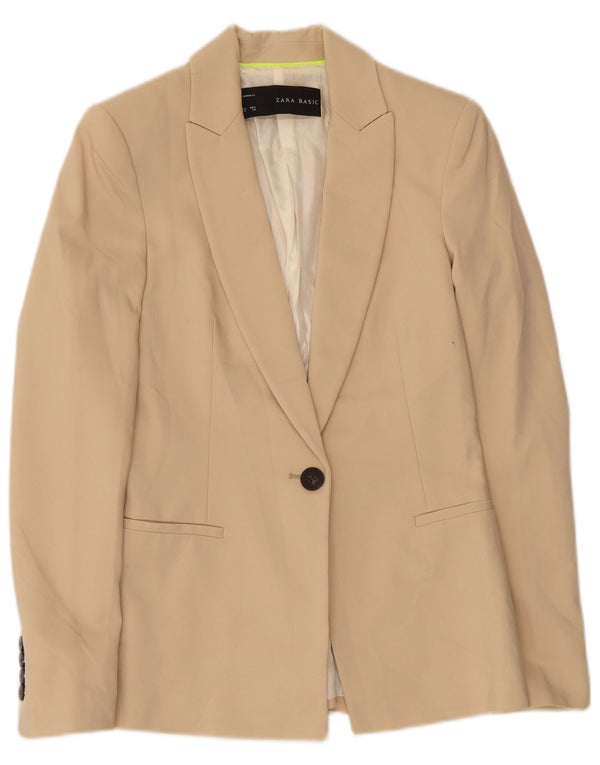 Sacou blazer pentru femei Zara, cu 1 nasture, UK 6 XS, poliester bej