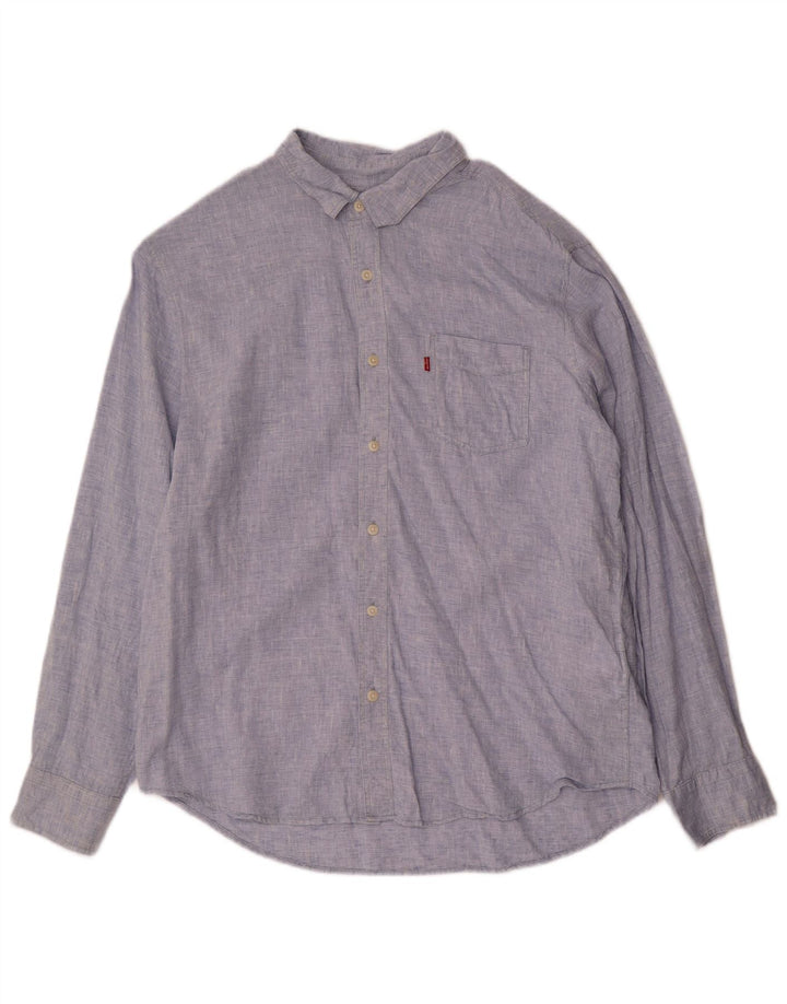 Levi's Mens Standard Shirt Large Blue Linen