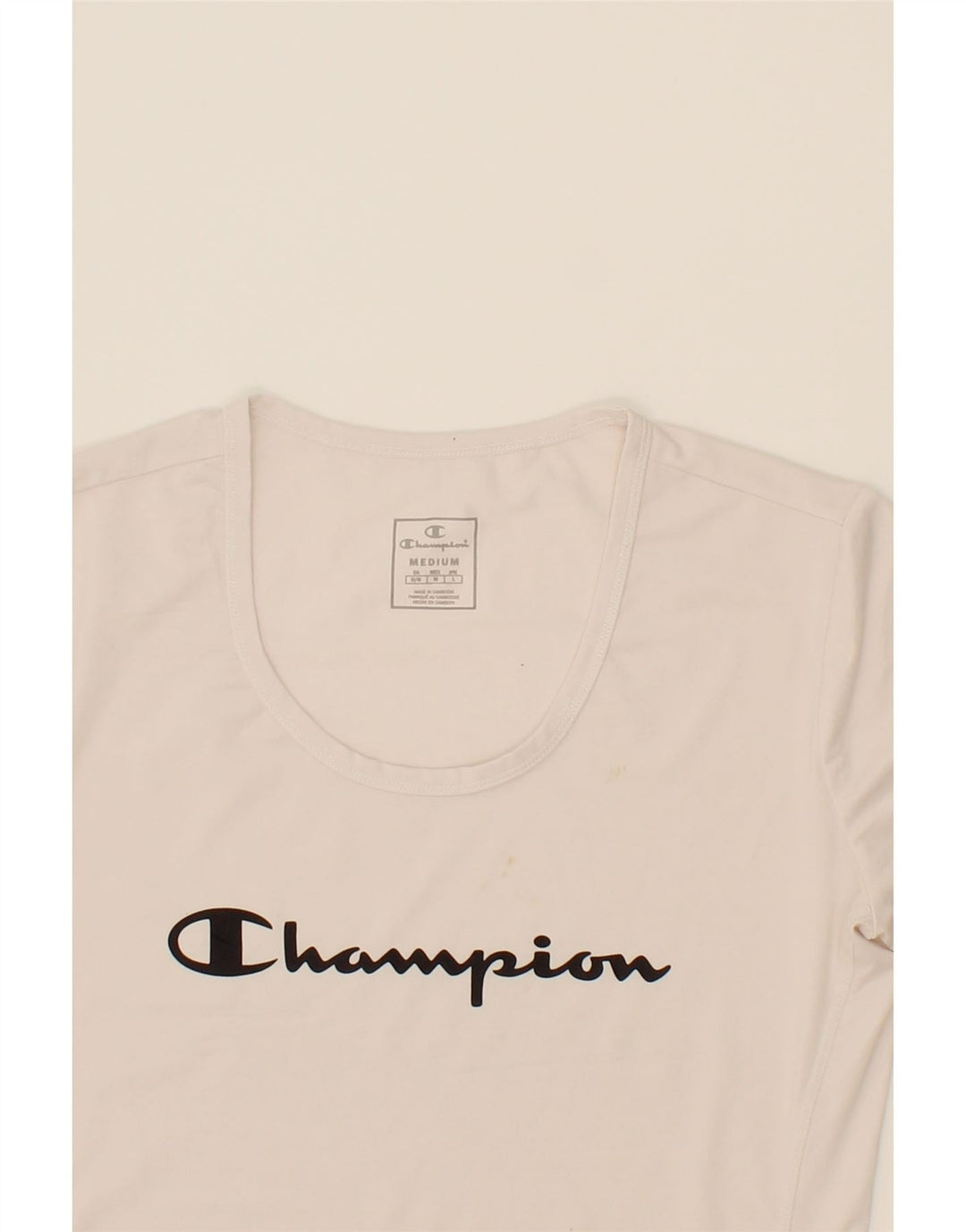 CHAMPION Womens Graphic T-Shirt Top UK 12 Medium White Vintage Champion and Second-Hand Champion from Messina Hembry 