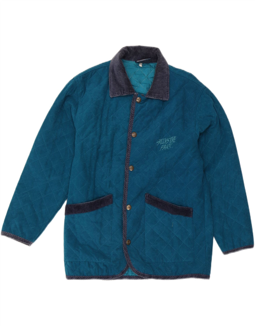 Greenstone Park Mens Quilted Jacket UK 38 Medium Blue Polyester