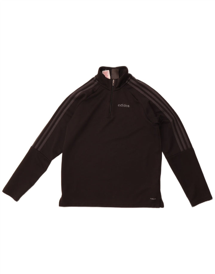 Adidas Boys Climalite Zip Neck Pullover Tracksuit Top 13-14 Years Black