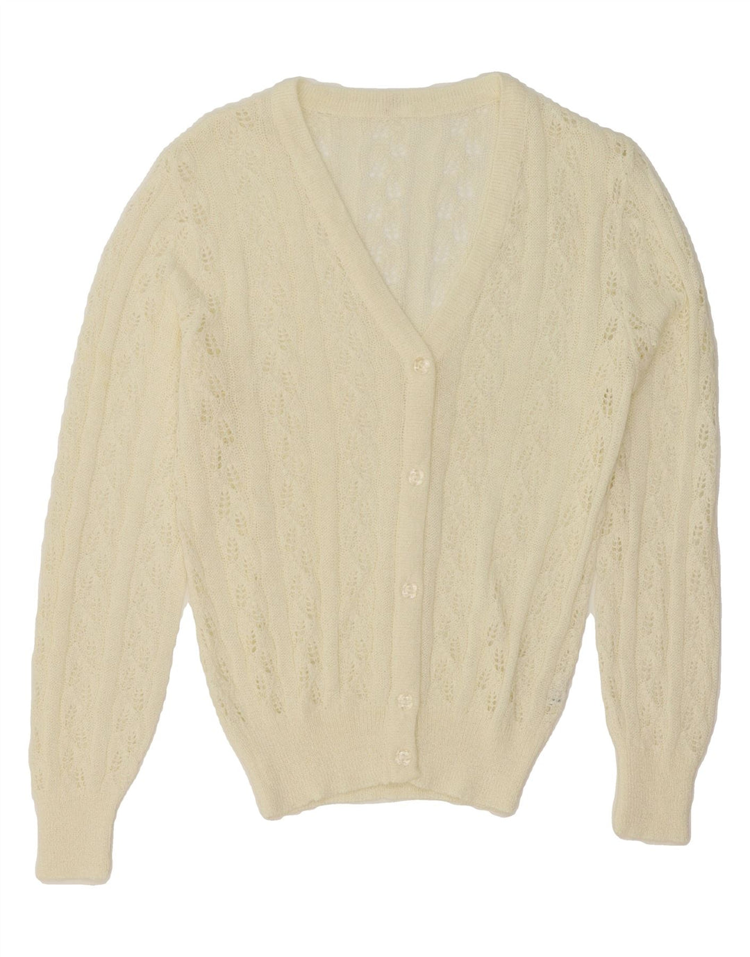 VINTAGE Womens Cardigan Sweater UK 10 Small White Vintage Vintage and Second-Hand Vintage from Messina Hembry 
