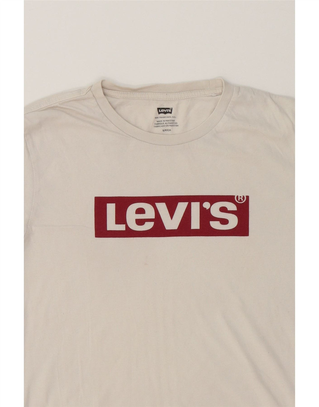 LEVI'S Mens Graphic T-Shirt Top Small White Cotton Vintage Levi's and Second-Hand Levi's from Messina Hembry 