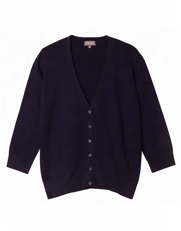 Phase Eight Dame 3/4 ærmet cardigan sweater UK 10 Small Navy Blue
