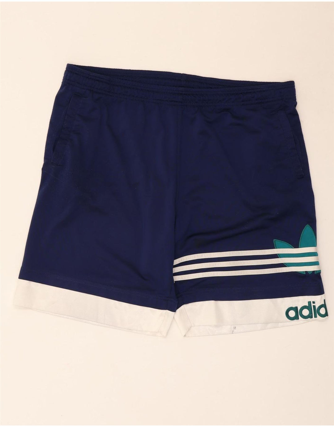 Adidas Mens Graphic Sport Shorts Large  Navy Blue Colourblock Polyester