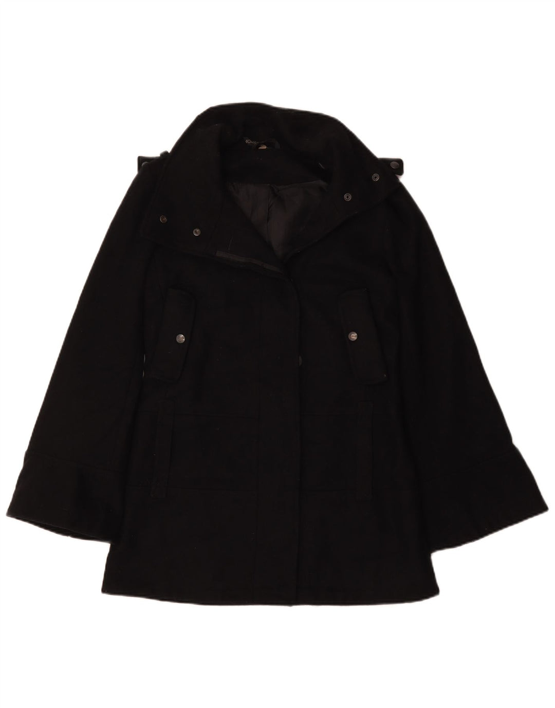 Topshop Womens Oversized Pea Coat UK 6 XS Black Polyester