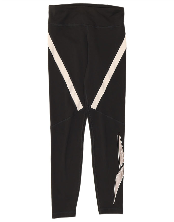 Reebok Womens Speed Wick Leggings UK 8/10 Small Black Colourblock Polyester
