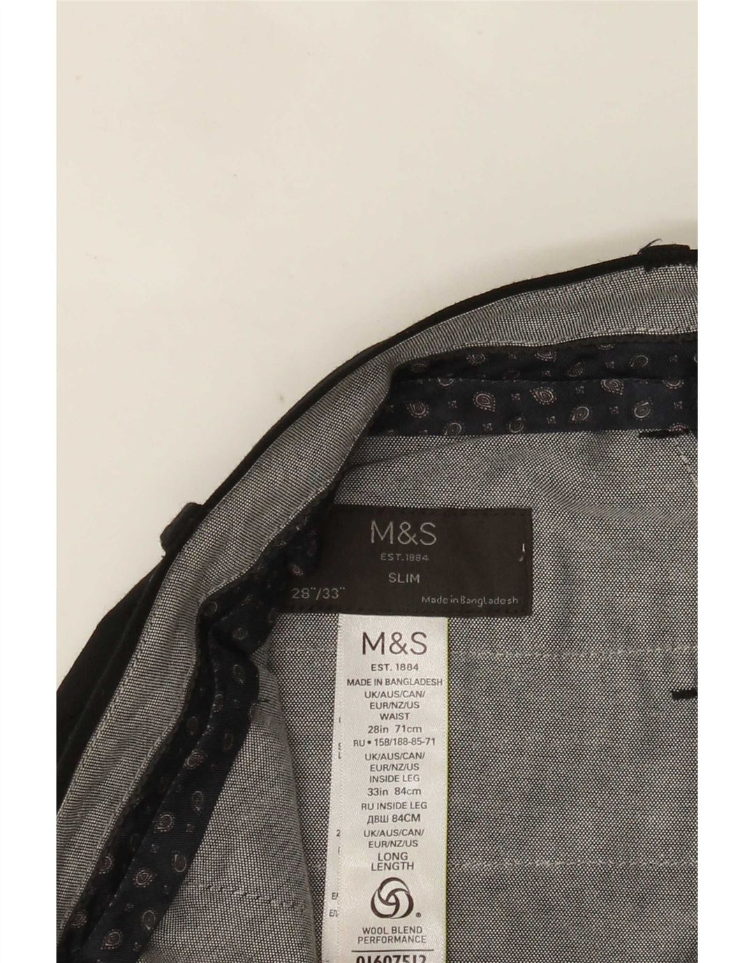 Marks & Spencer Womens Performance Slim Suit Bukser W28 L33 Sort