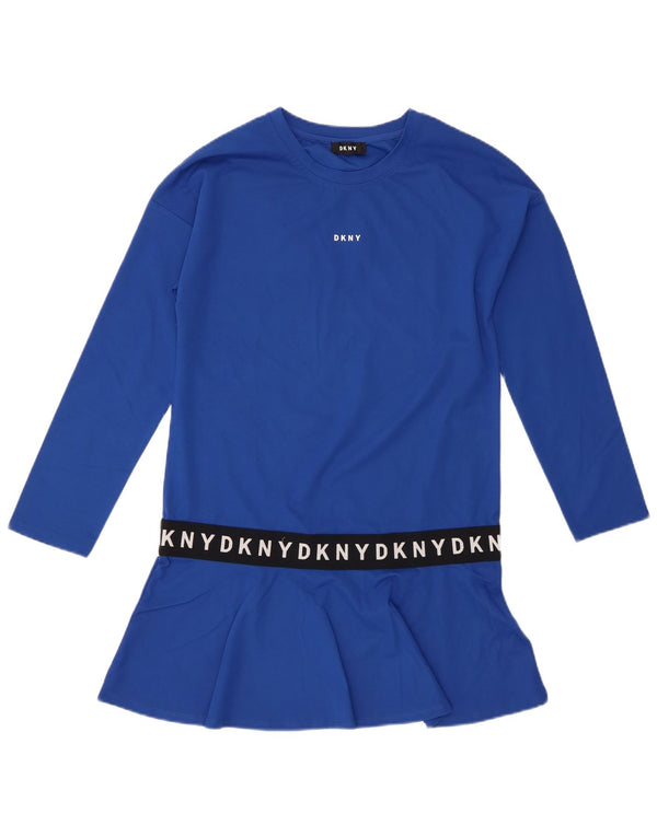 Dkny Top tunica a maniche lunghe con grafica da donna UK 14 Viscosa blu medio