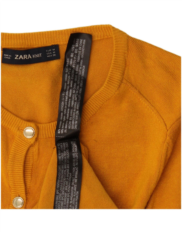 Zara Womens Cardigan Sweater UK 12 Medium Yellow Viscose