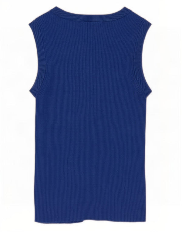 Marks & Spencer Womens Crop Vest Top UK 10 Small Blue Viscose
