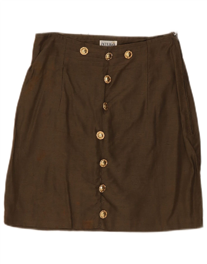 Vintage Womens High Waist Mini Skirt Medium W24 Khaki