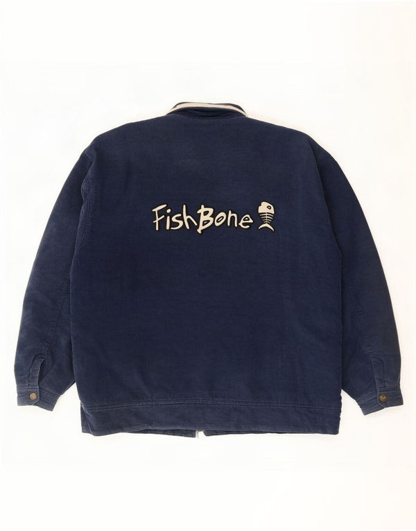 Fishbone Herren-Cordjacke mit Grafik, UK 42, XL, Marineblau, Colourblock-Baumwolle