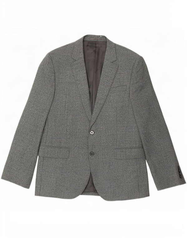 Jaeger Herren-Blazer mit 2 Knöpfen, UK 40, große graue Wolle