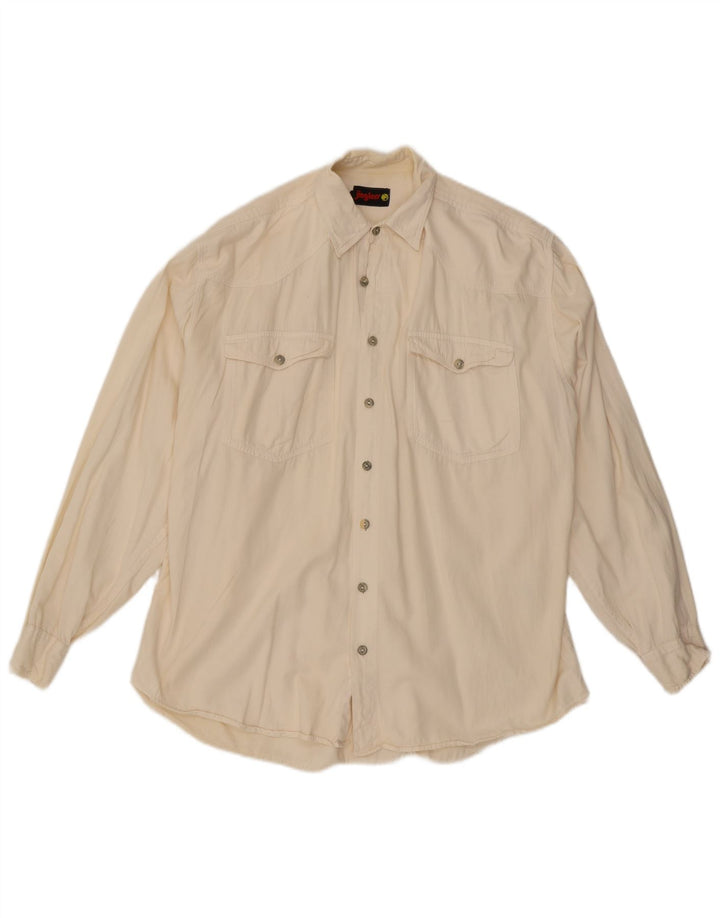 JINGLERS Mens Shirt Large Off White Cotton