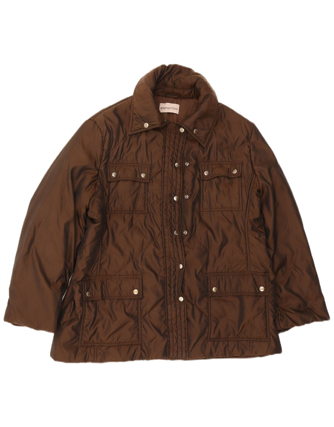 ELENA MIRO Giacca imbottita da donna UK 18 XL Marrone Poliestere