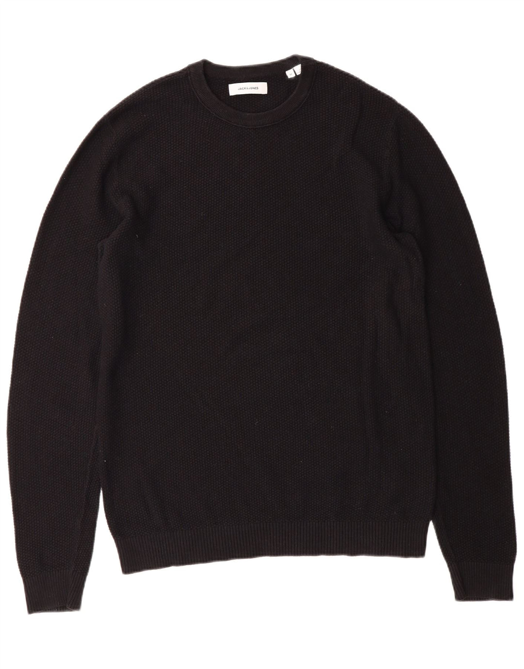 JACK & JONES Mens Crew Neck Jumper Sweater Medium Black Cotton