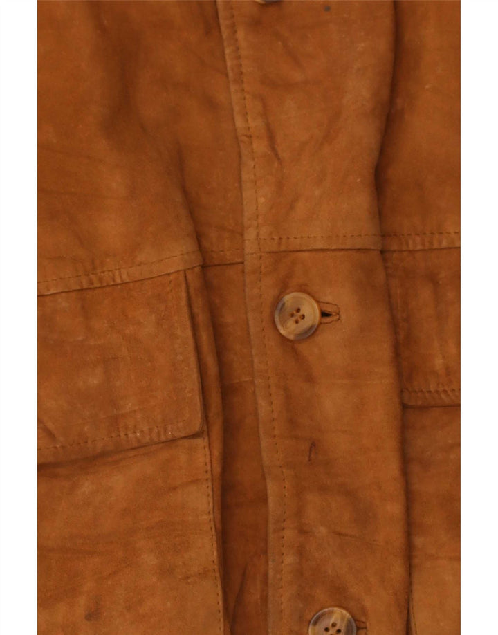 Vintage Mens Suede Bomber Jacket IT 50 Large Brown Leather