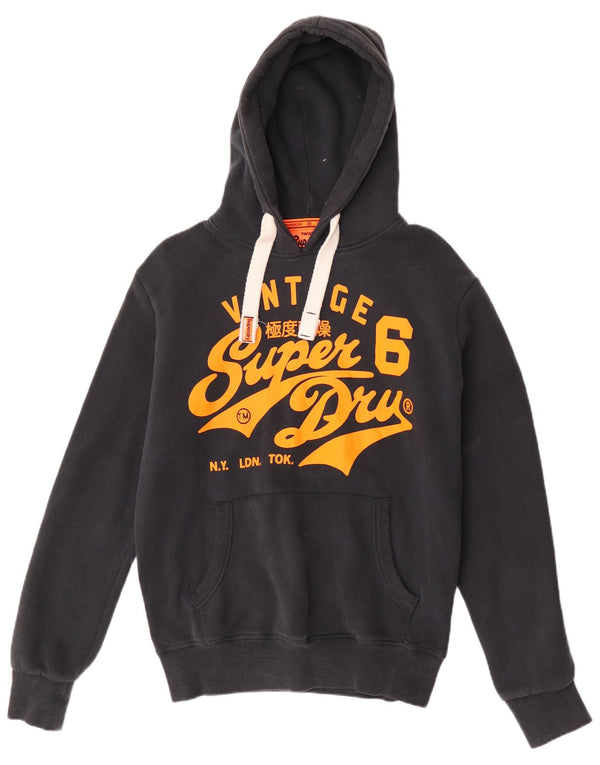 Superdry Mens Graphic Hoodie Jumper Medium Black Cotton