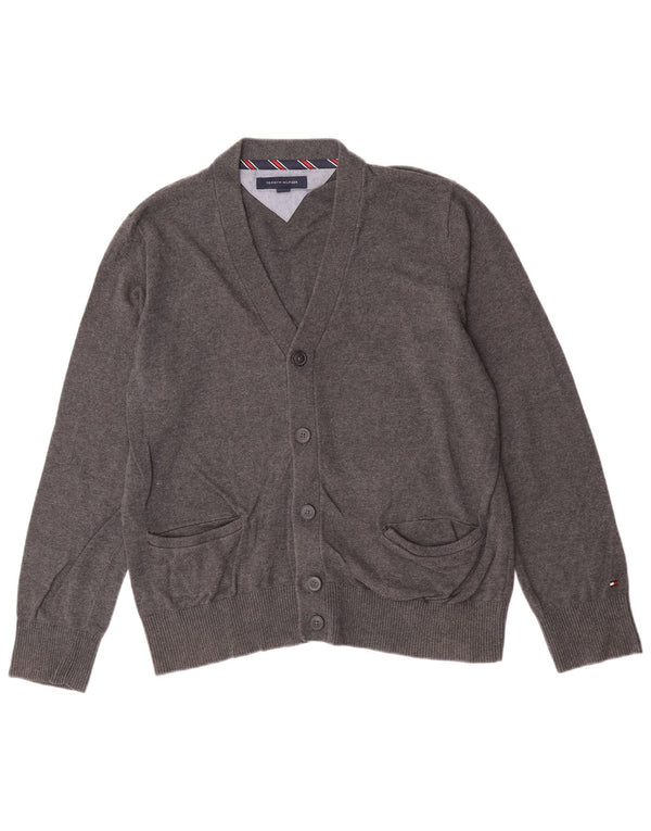 Tommy Hilfiger Mens Cardigan Sweater Large Grey Cotton