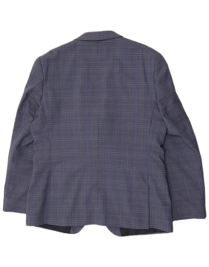 Ben Sherman Mens 2 Button Blazer Jacket UK 44 2XL Blue Check Wool
