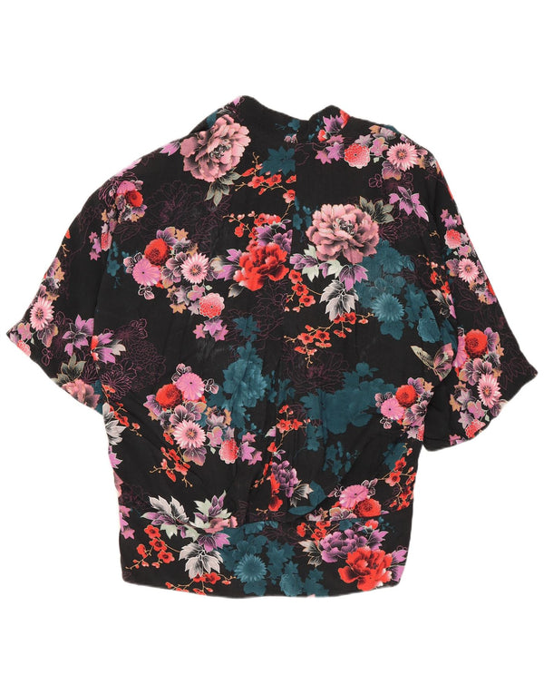 Oasis Womens Oversized Cardigan Top UK 8 Small Black Floral Viscose
