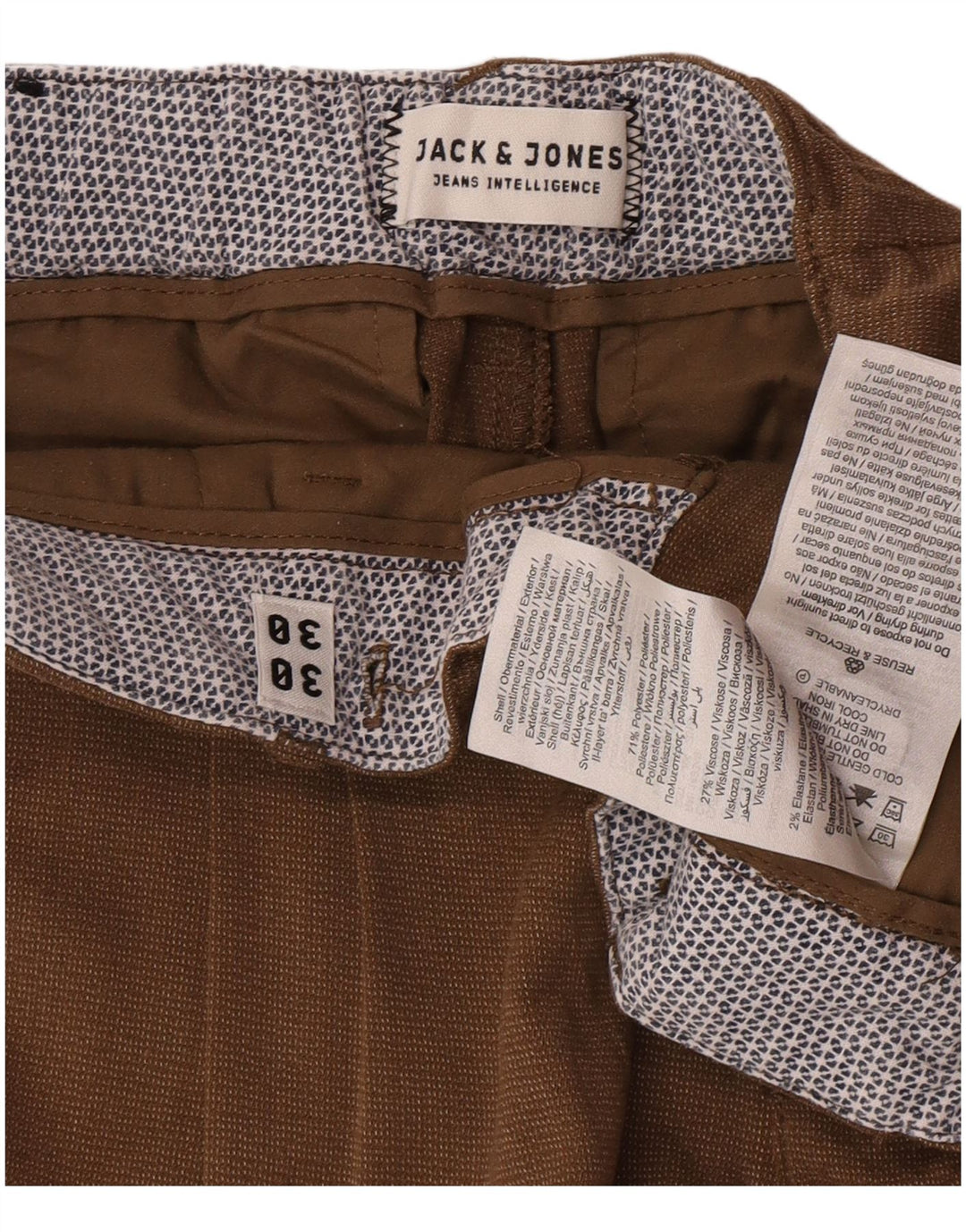 Jack & Jones Herren Pegged Chino Hose W30 L23 Braunes Polyester