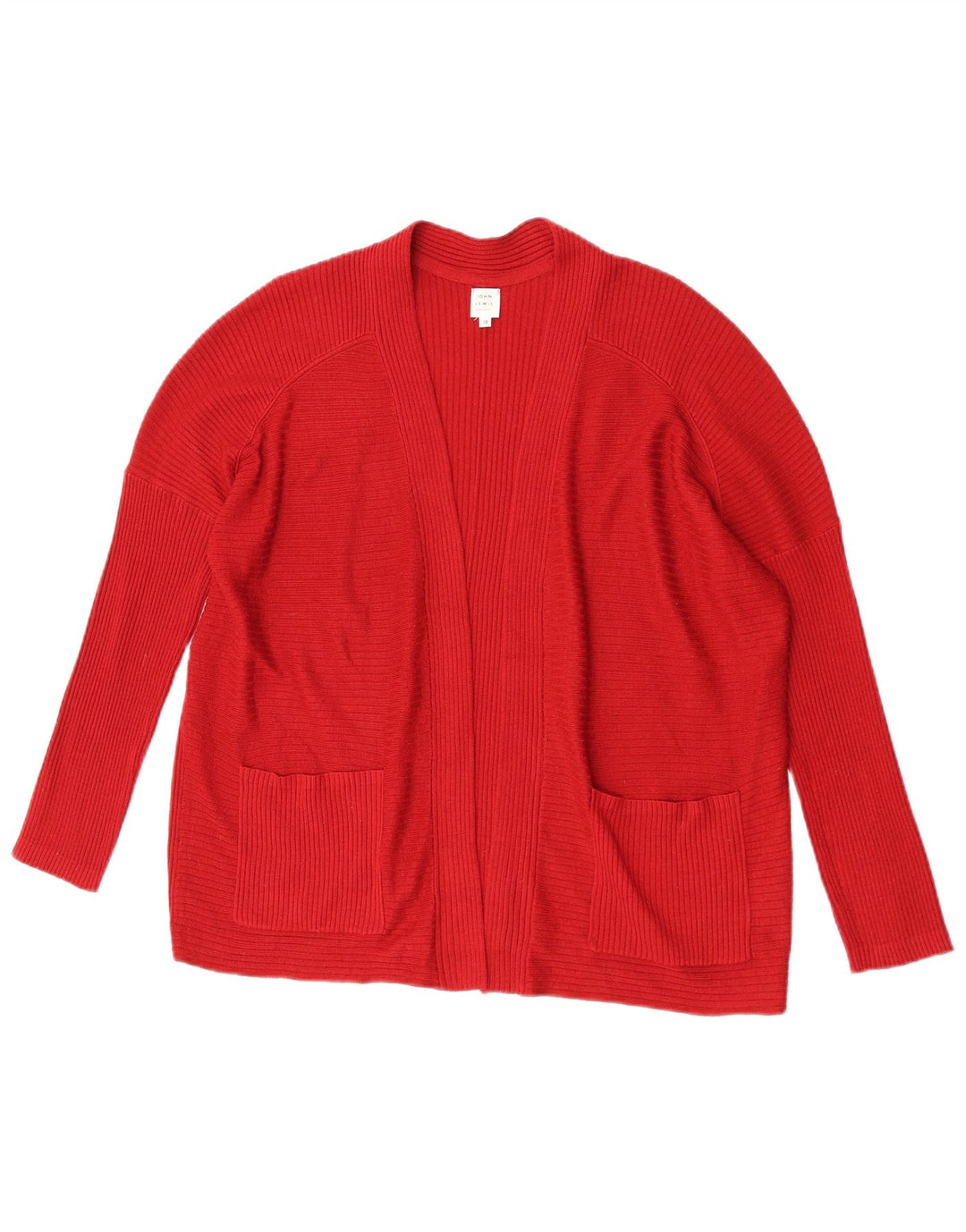 Maglione cardigan aperto oversize da donna John Lewis UK 10 piccolo poliestere rosso