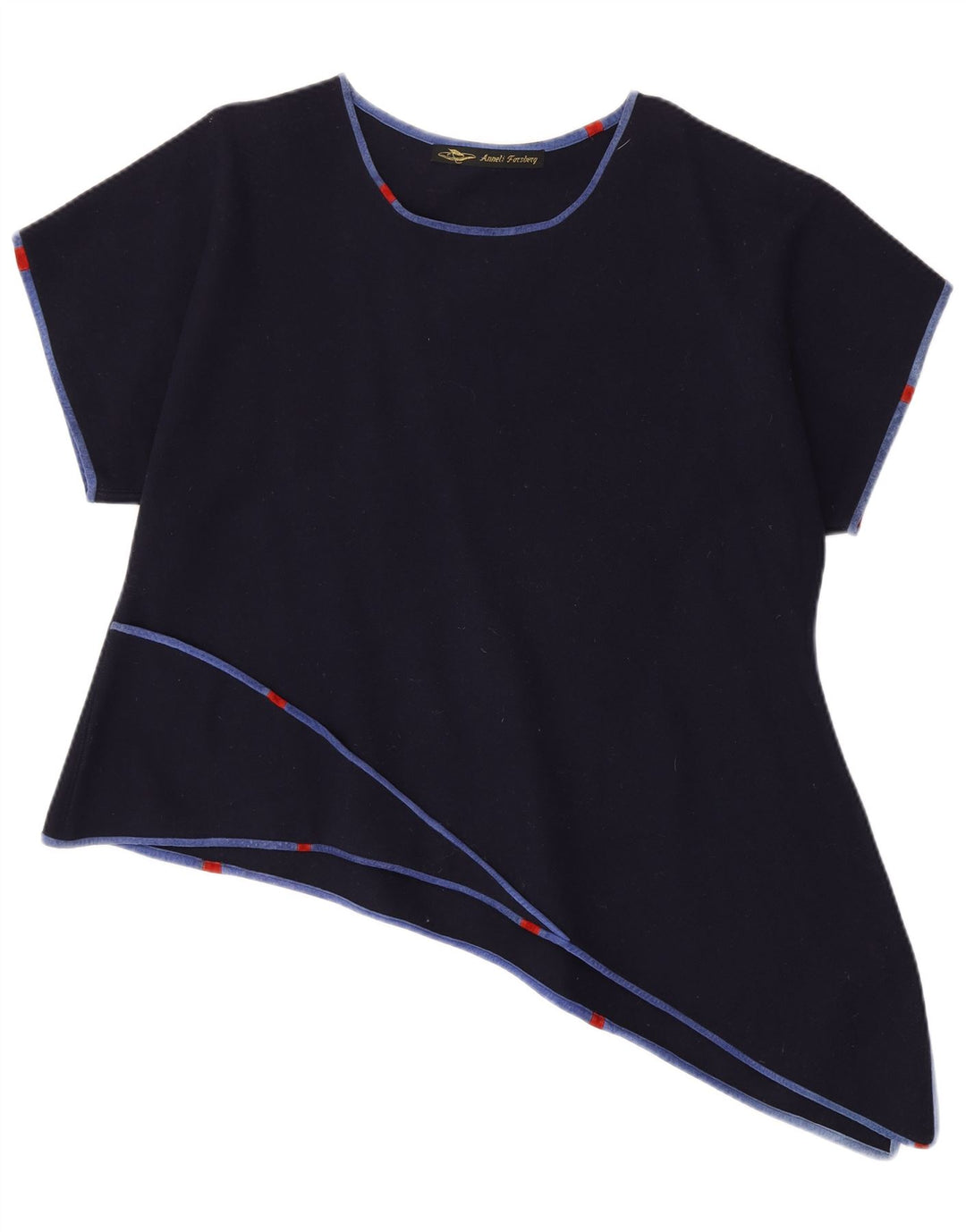 Vintage Womens Asymmetric Top UK 18 XL Navy Blue