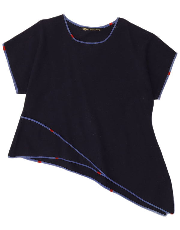 Vintage Damen Asymmetrisches Top UK 18 XL Marineblau