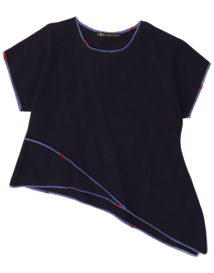 Vintage Womens Asymmetric Top UK 18 XL Navy Blue
