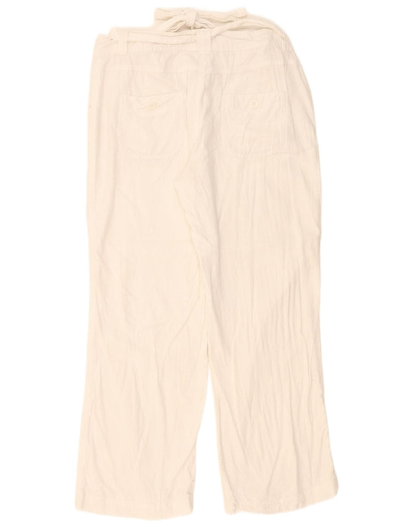 Marks & Spencer Womens Casual Trousers UK 16 Large W36 L27 White Linen
